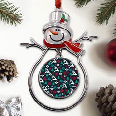 Holiday Season Pattern December Happy Holidays Merry Christmas Winter Family Festive New Year Metal Snowman Ornament