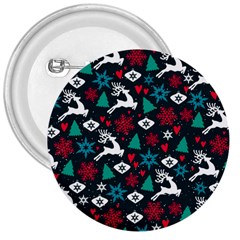 Holiday Season Pattern December Happy Holidays Merry Christmas Winter Family Festive New Year 3  Buttons by Maspions