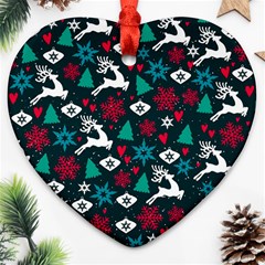 Holiday Season Pattern December Happy Holidays Merry Christmas Winter Family Festive New Year Ornament (heart)