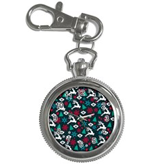 Holiday Season Pattern December Happy Holidays Merry Christmas Winter Family Festive New Year Key Chain Watches by Maspions