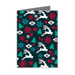 Holiday Season Pattern December Happy Holidays Merry Christmas Winter Family Festive New Year Mini Greeting Card by Maspions