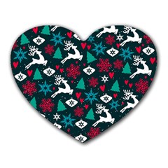 Holiday Season Pattern December Happy Holidays Merry Christmas Winter Family Festive New Year Heart Mousepad by Maspions