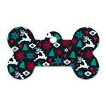 Holiday Season Pattern December Happy Holidays Merry Christmas Winter Family Festive New Year Dog Tag Bone (One Side) Front