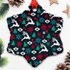 Holiday Season Pattern December Happy Holidays Merry Christmas Winter Family Festive New Year Snowflake Ornament (two Sides)