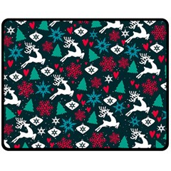 Holiday Season Pattern December Happy Holidays Merry Christmas Winter Family Festive New Year Two Sides Fleece Blanket (medium) by Maspions