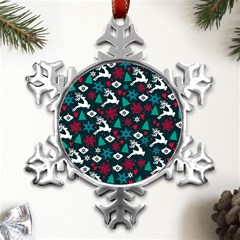 Holiday Season Pattern December Happy Holidays Merry Christmas Winter Family Festive New Year Metal Small Snowflake Ornament by Maspions