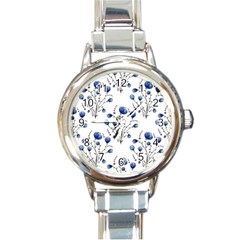 Flowers Seamless Pattern Victorian Round Italian Charm Watch