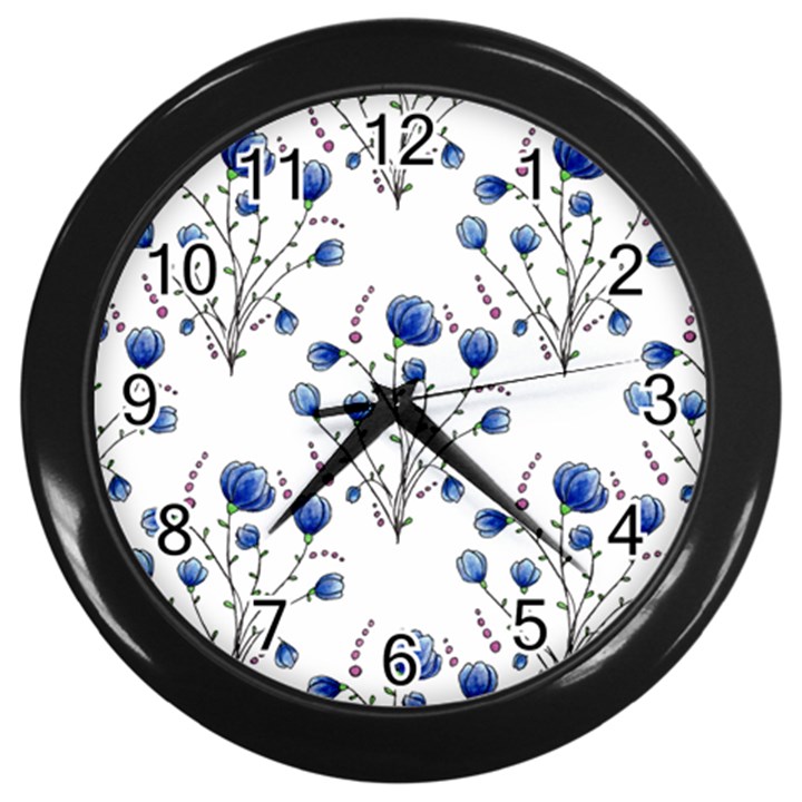 Flowers Seamless Pattern Victorian Wall Clock (Black)