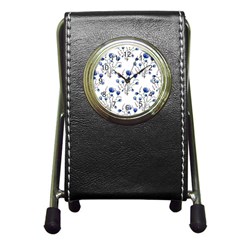 Flowers Seamless Pattern Victorian Pen Holder Desk Clock