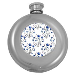 Flowers Seamless Pattern Victorian Round Hip Flask (5 Oz)