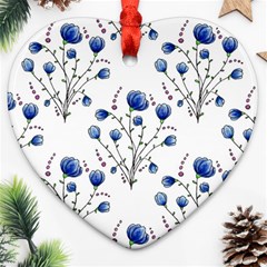 Flowers Seamless Pattern Victorian Heart Ornament (two Sides)