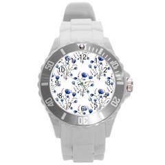 Flowers Seamless Pattern Victorian Round Plastic Sport Watch (l)