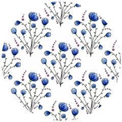 Flowers Seamless Pattern Victorian Wooden Puzzle Round by Maspions