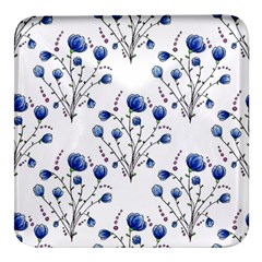 Flowers Seamless Pattern Victorian Square Glass Fridge Magnet (4 Pack)