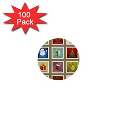 Christmas Stamp Pattern 1  Mini Buttons (100 pack) 