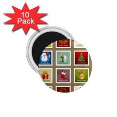 Christmas Stamp Pattern 1.75  Magnets (10 pack) 