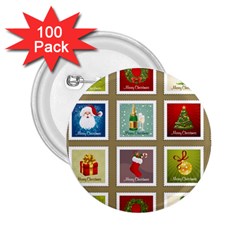 Christmas Stamp Pattern 2.25  Buttons (100 pack) 