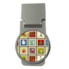 Christmas Stamp Pattern Money Clips (Round) 