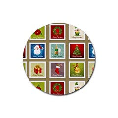 Christmas Stamp Pattern Rubber Coaster (round) by Maspions