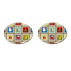 Christmas Stamp Pattern Cufflinks (Oval)