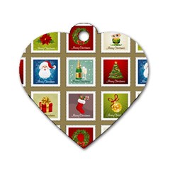 Christmas Stamp Pattern Dog Tag Heart (One Side)