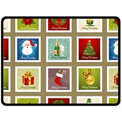 Christmas Stamp Pattern Fleece Blanket (Large)