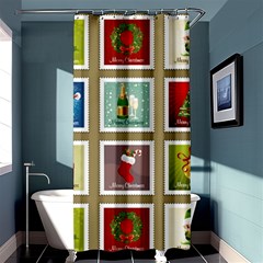 Christmas Stamp Pattern Shower Curtain 36  x 72  (Stall) 