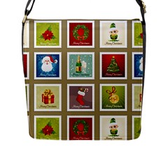 Christmas Stamp Pattern Flap Closure Messenger Bag (L)