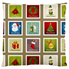 Christmas Stamp Pattern Large Premium Plush Fleece Cushion Case (Two Sides)