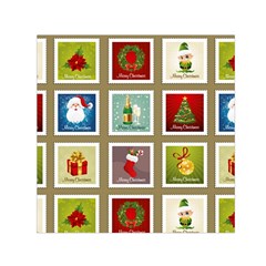 Christmas Stamp Pattern Square Satin Scarf (30  x 30 )