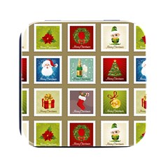 Christmas Stamp Pattern Square Metal Box (black)