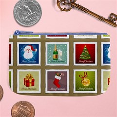 Christmas Stamp Pattern Large Coin Purse