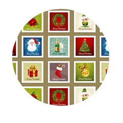 Christmas Stamp Pattern Mini Round Pill Box