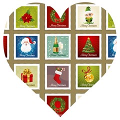 Christmas Stamp Pattern Wooden Puzzle Heart