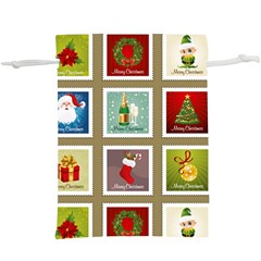 Christmas Stamp Pattern Lightweight Drawstring Pouch (XL)