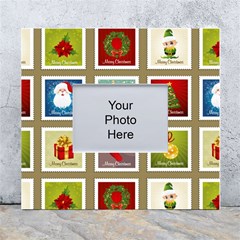 Christmas Stamp Pattern White Wall Photo Frame 5  x 7 