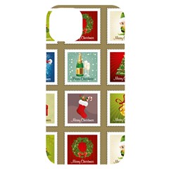 Christmas Stamp Pattern iPhone 14 Plus Black UV Print Case