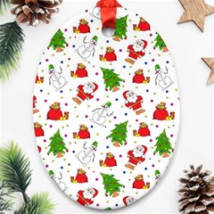 Christmas Pattern  Trees Santa Ornament (oval)