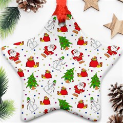 Christmas Pattern  Trees Santa Ornament (star)