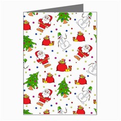 Christmas Pattern  Trees Santa Greeting Card by Maspions