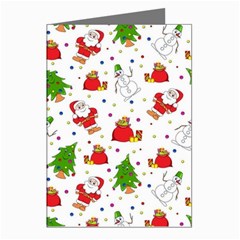 Christmas Pattern  Trees Santa Greeting Cards (pkg Of 8) by Maspions