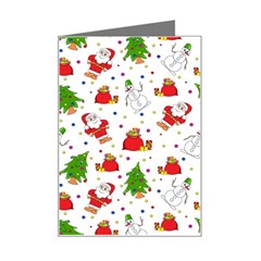 Christmas Pattern  Trees Santa Mini Greeting Card by Maspions