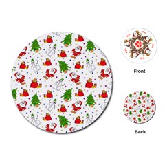 Christmas Pattern  Trees Santa Playing Cards Single Design (round)