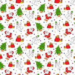 Christmas Pattern  Trees Santa Play Mat (square) by Maspions