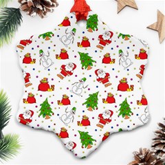 Christmas Pattern  Trees Santa Snowflake Ornament (two Sides)