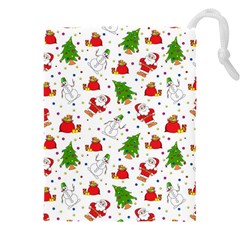 Christmas Pattern  Trees Santa Drawstring Pouch (5xl) by Maspions