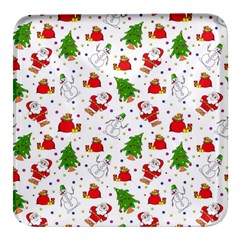 Christmas Pattern  Trees Santa Square Glass Fridge Magnet (4 Pack) by Maspions