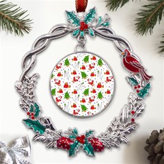 Christmas Pattern  Trees Santa Metal X mas Wreath Holly Leaf Ornament