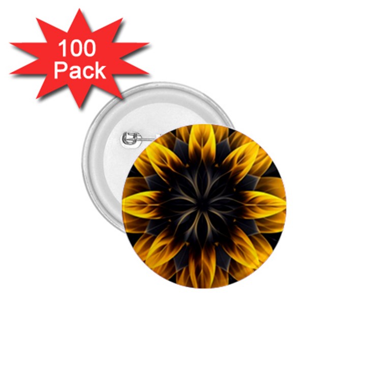 Yellow Flower Pattern Leaves 1.75  Buttons (100 pack) 