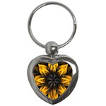 Yellow Flower Pattern Leaves Key Chain (Heart) Front